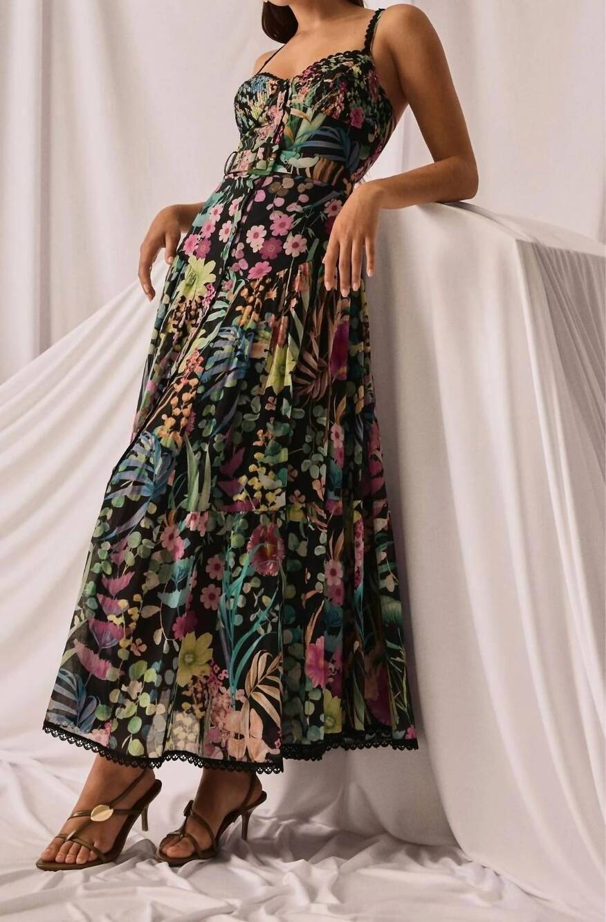 NEW CHARO RUIZ cael long dress in black lagoon - Picture 2 of 6